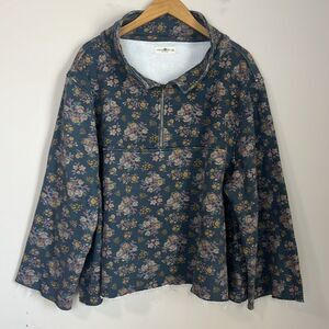 NATURAL LIFE Pullover Sweatshirt Oversized Retro Boho Bloom Floral Size L/XL